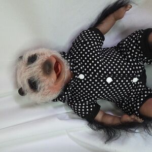 Rare Reborn Baby Doll Creepy Monster Wolf Panda Hybrid 17"